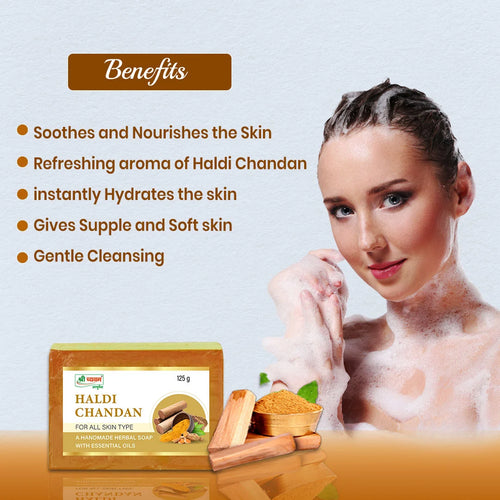 Herbal Haldi Chandan Soap  || A handmade Natural & Pure soap with Essentials Oil