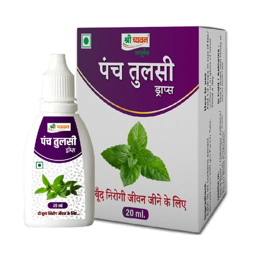Add 1-2 drops of Panch Tulsi Drops in a cup of tea/coffee or in a glass of water, twice a day