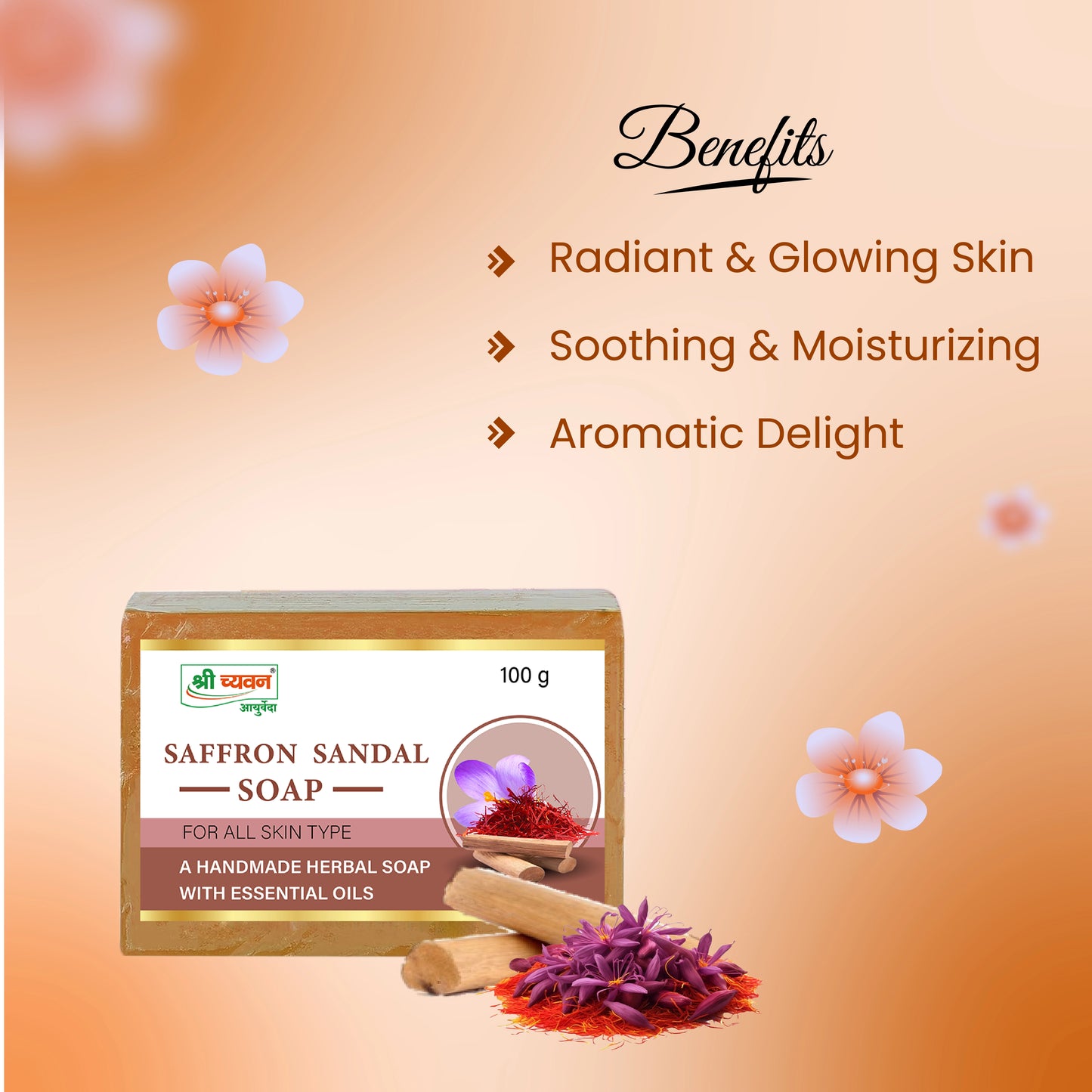  Saffron Sandal Soap for Itching free Skin