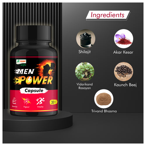 Ayurvedic Men Power capsule for men's Health|| Natural Testosterone Booster ||PE and ED 30 Tablets