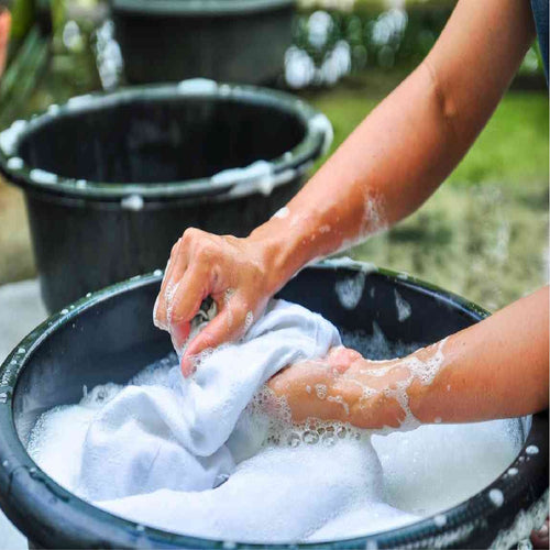 Soak the clothes in for 30 minutes and gently wash.
